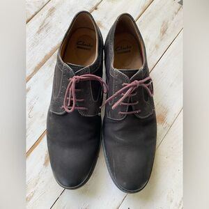 CLARKS men’s Oxford shoes sz 13 soft cushion Ortholite dark brown lace up preppy